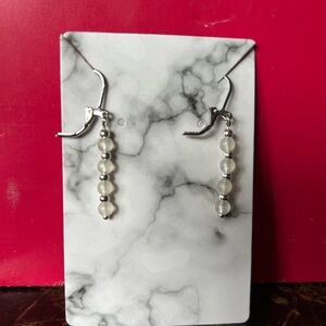 Elegant Silver and White Beaded Earrings